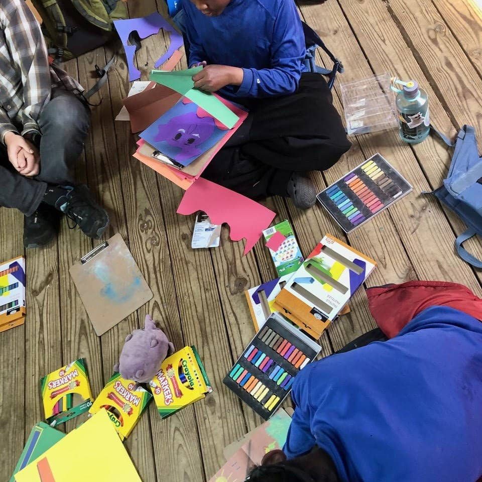 Students at Trails Carolina engage in therapeutic creative activities.